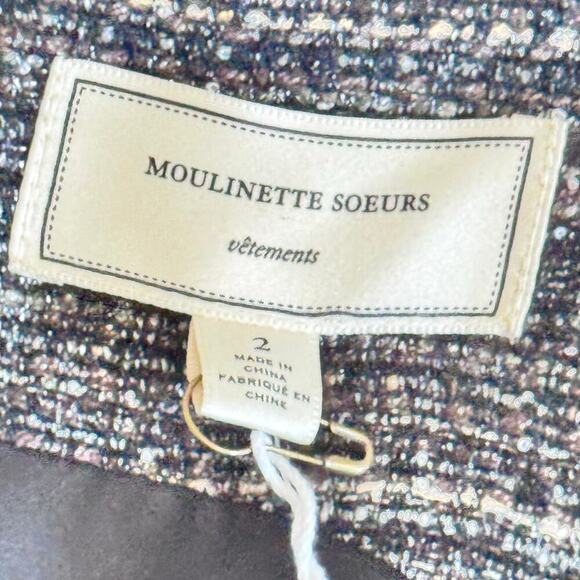 New Moulinette Soeurs Anthropologie Glissade Dress Grey Gris Shimmer Tweed Sz 2 - Picture 8 of 16